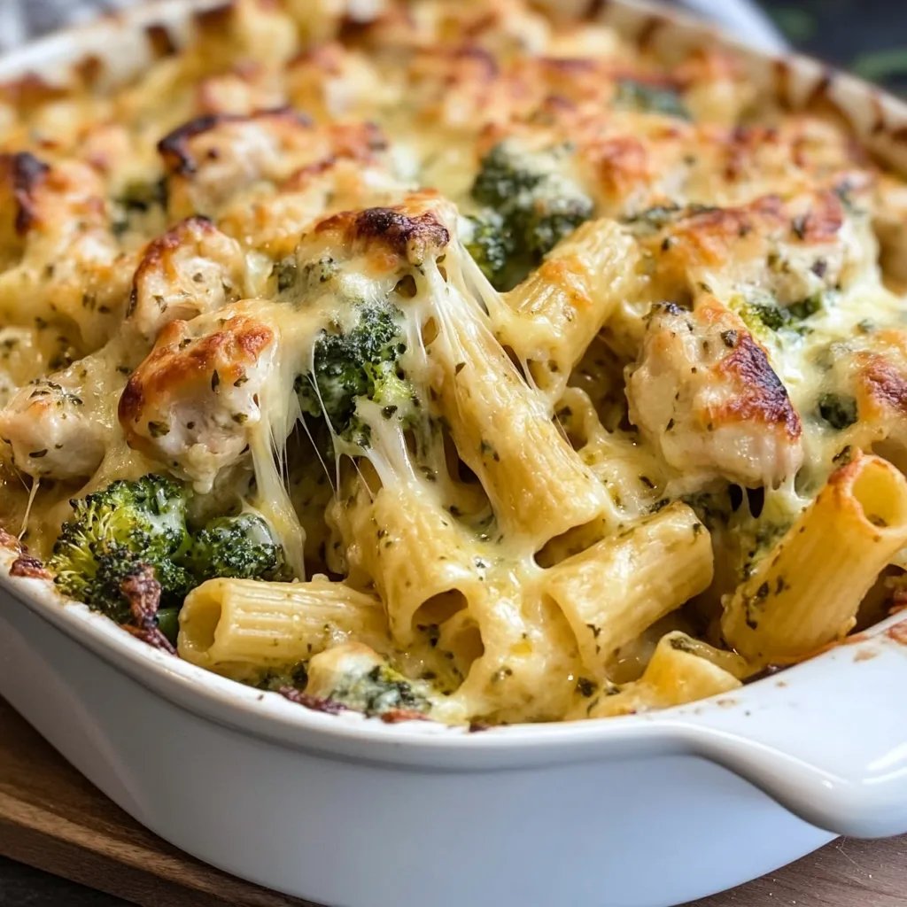 Creamy Pesto Chicken and Broccoli Pasta Bake