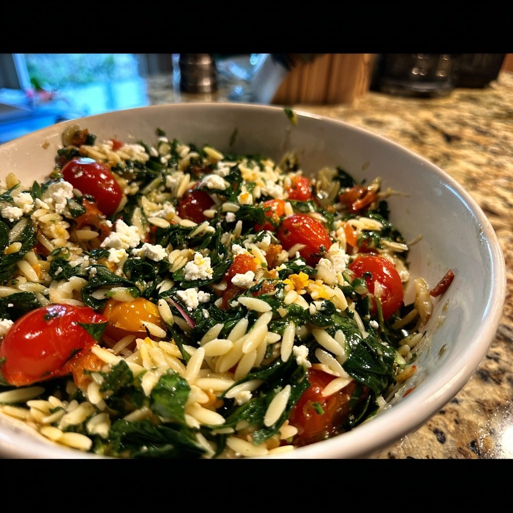 Healthy Lunch Spinach Orzo Salad