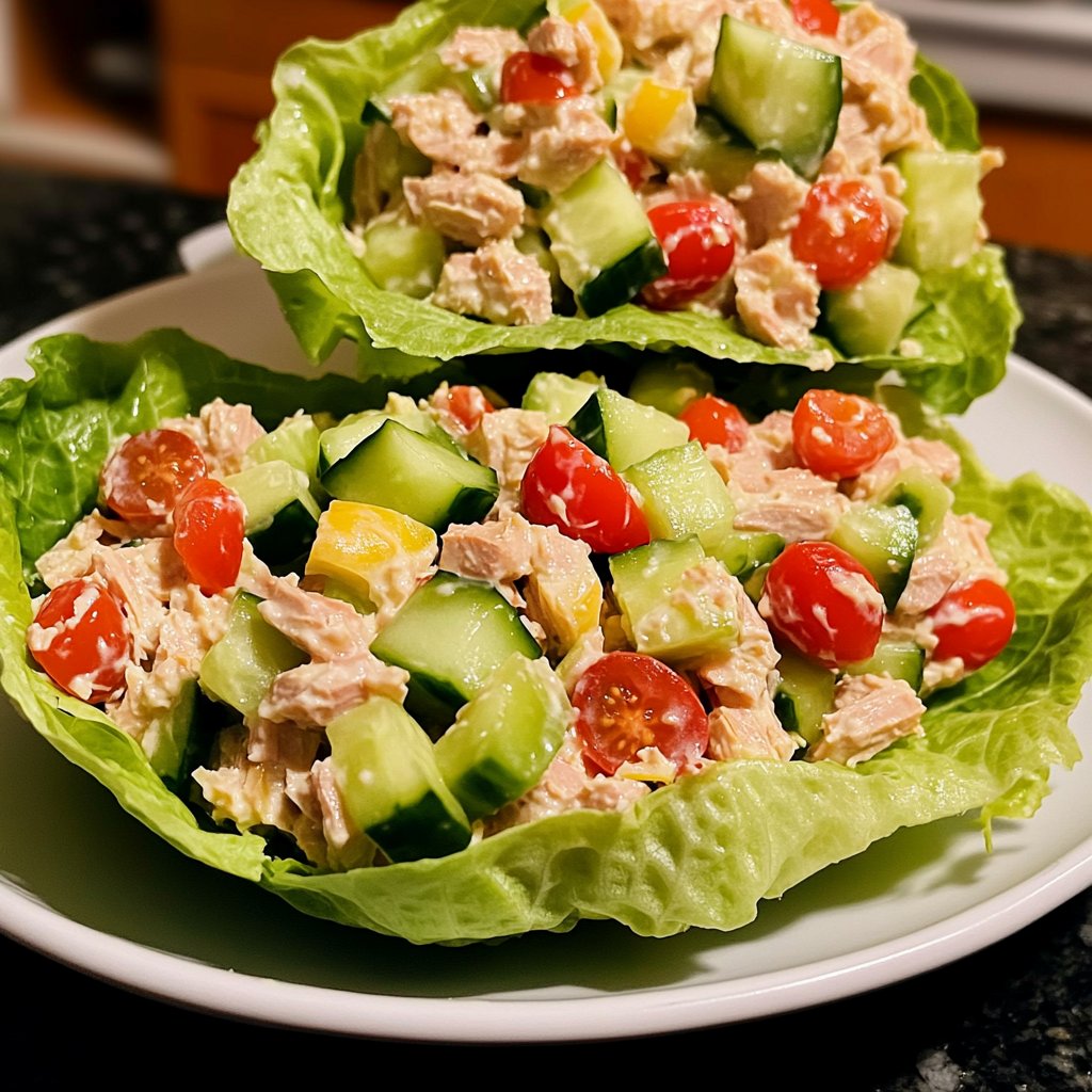Simple Tuna Salad Lettuce Wrap Lunch