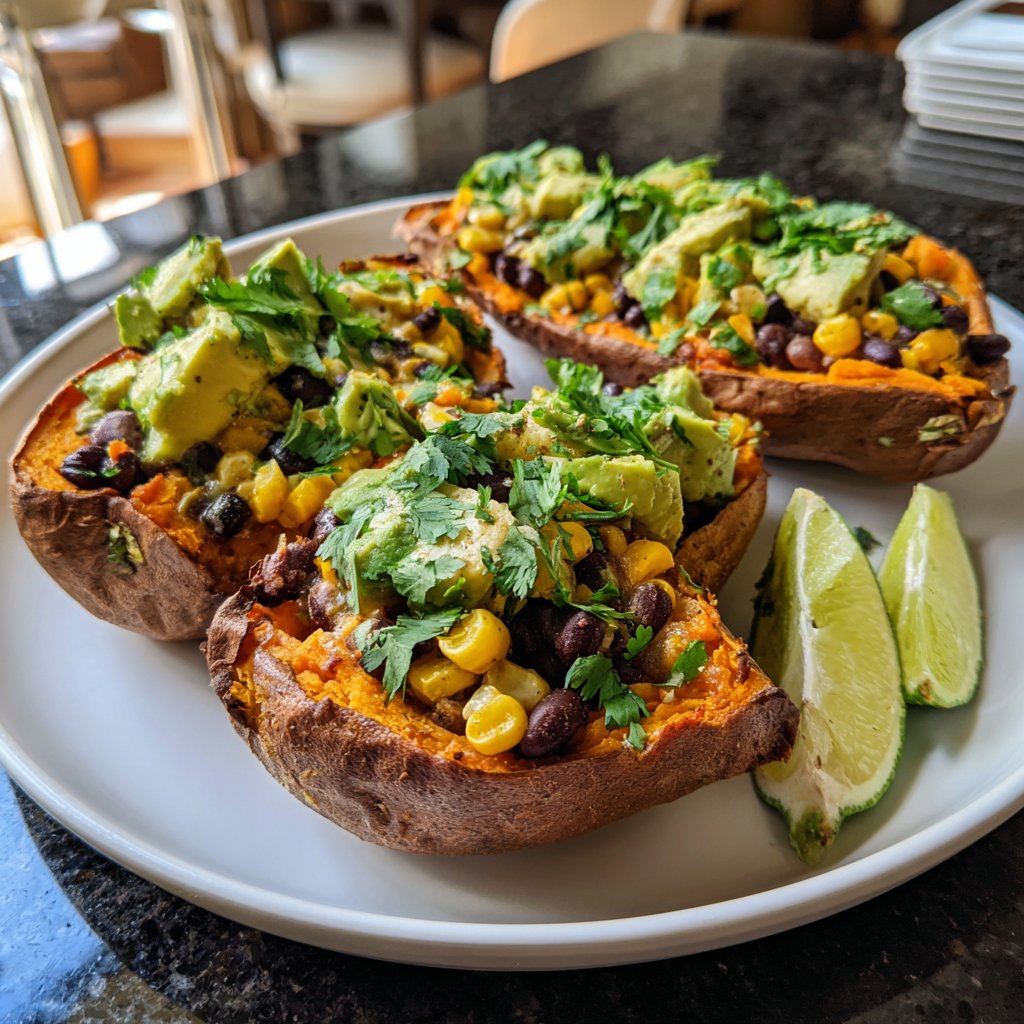 Baked Sweet Potato Veggie Boats