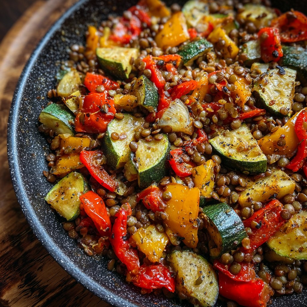 Roasted Veggie Lentil Skillet