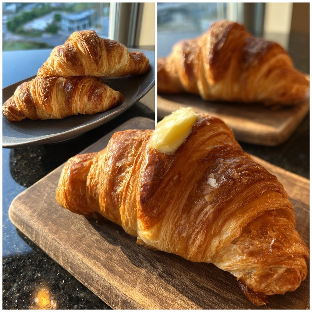 Flaky Breakfast Croissants With Butter