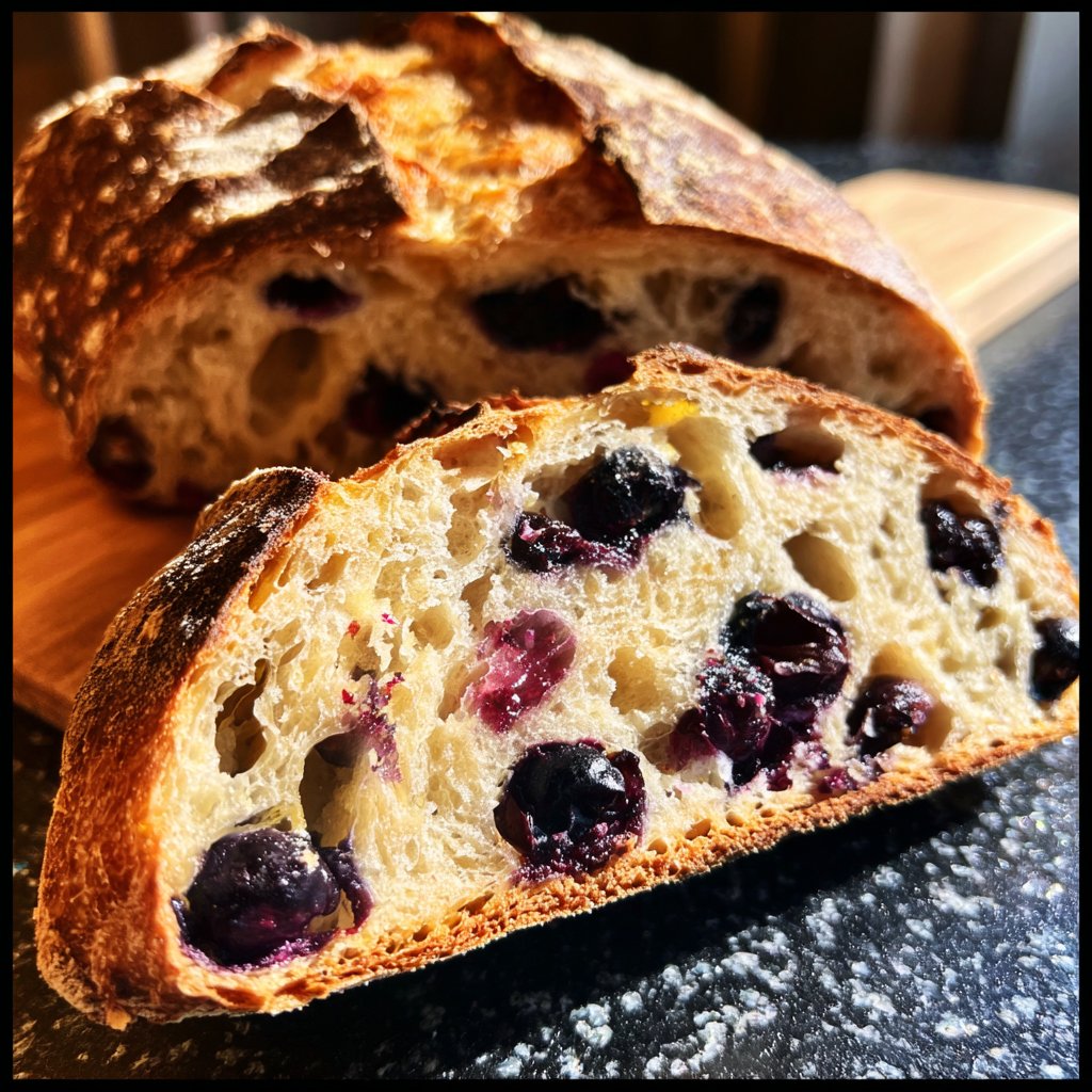Blueberry Lemon Sourdough Bread Sliced