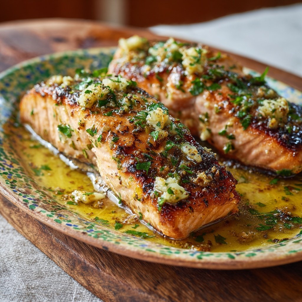 Air Fryer Salmon With Garlic Butter