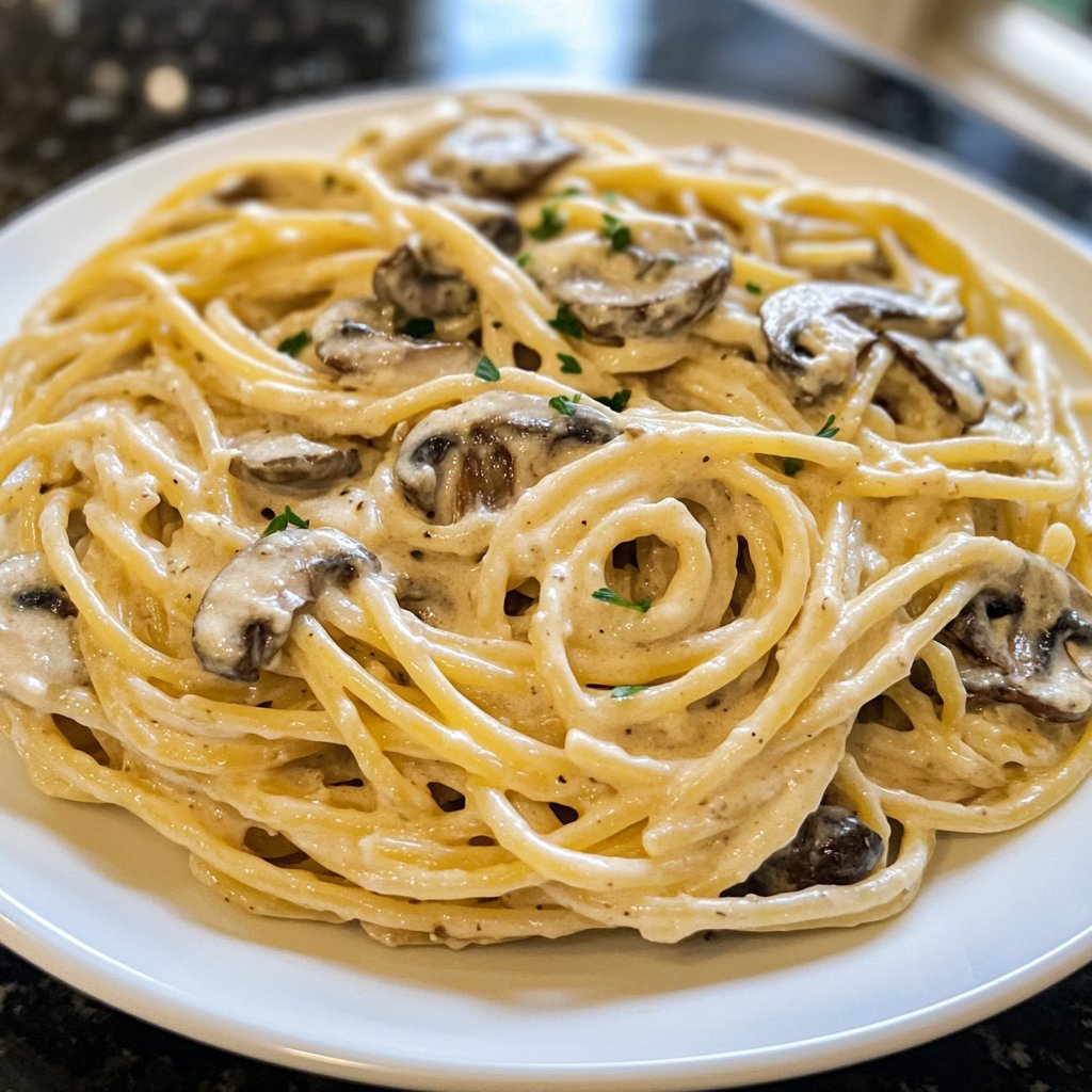 Valentine Dinner Creamy Mushroom Pasta
