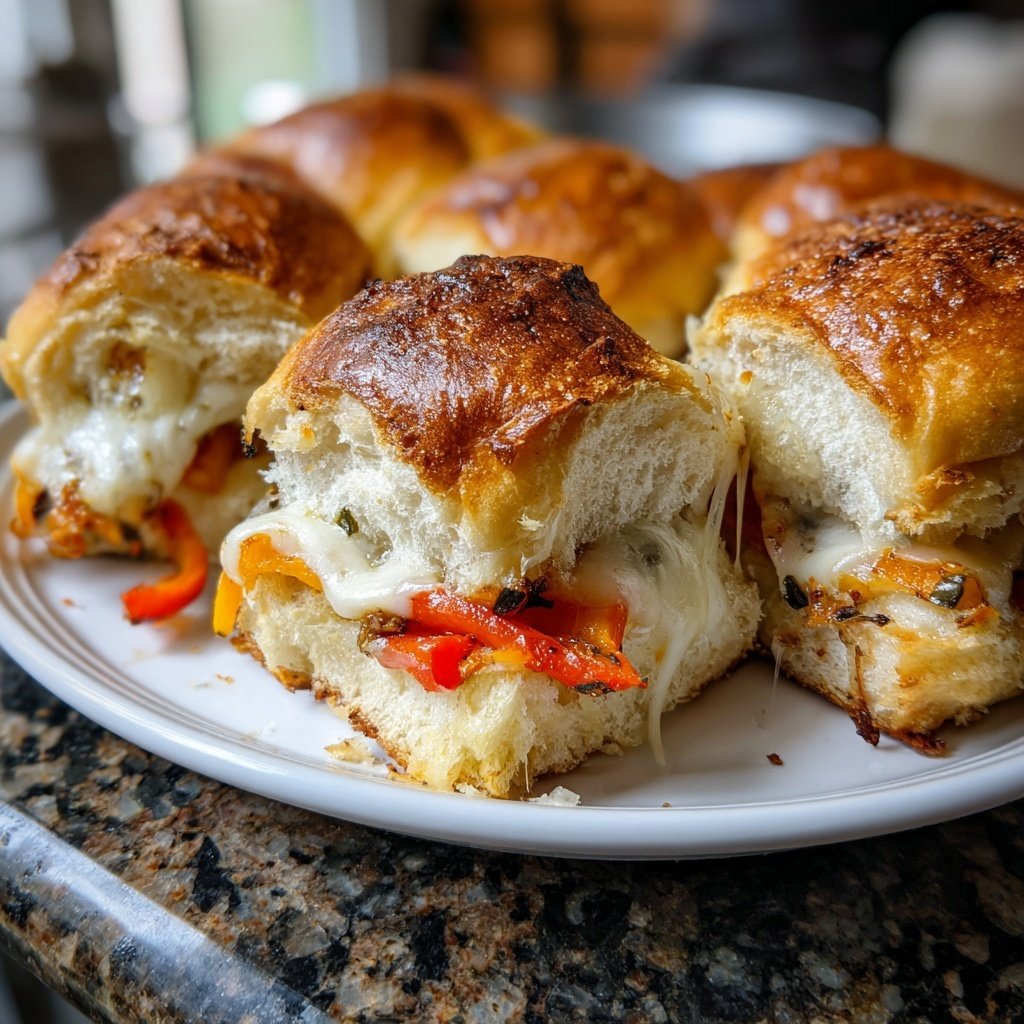 Easy Slider Roasted Pepper Mozzarella Sliders